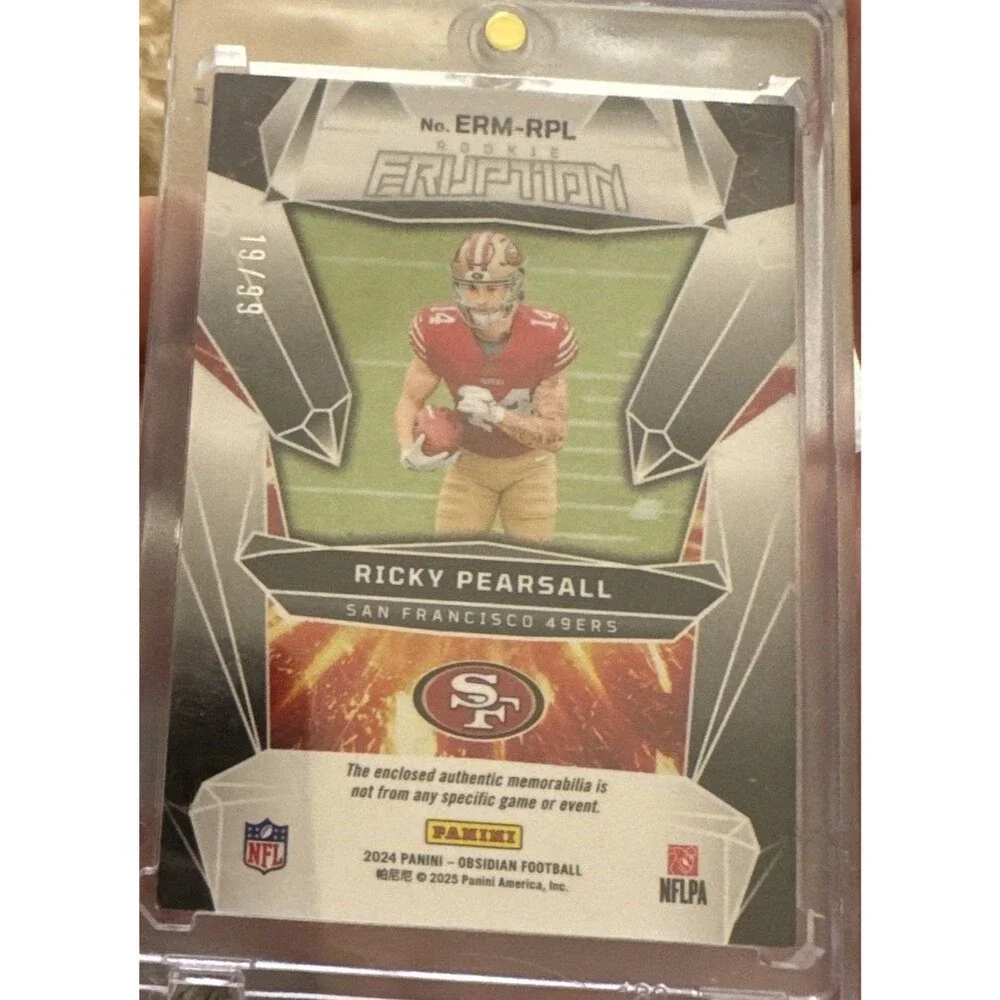 2024 Panini Obsidian Rookie Eruption Materials Silver Ricky Pearsall FOTL 19/99